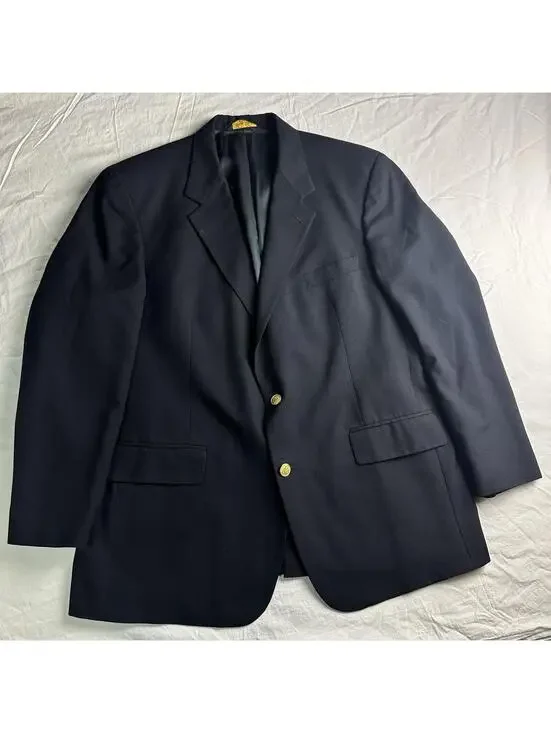 👔🧥 Brooks Brothers Brooksease Navy Wool Gold Button Blazer 45R 8861-2 🧥👔 - Picture 2 of 15